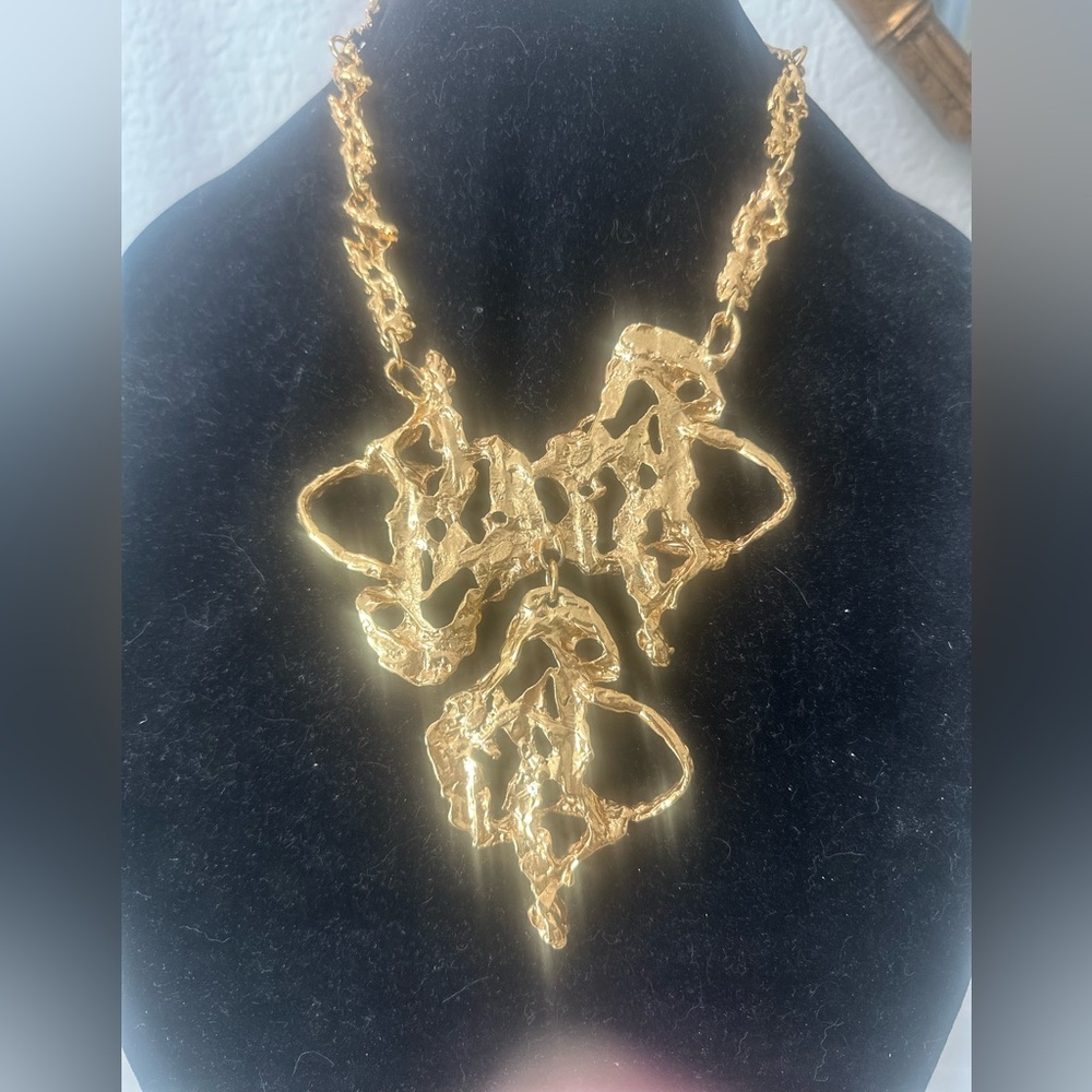 Brutalist Phenomenon!!!! Gold Statement Necklace - image 3